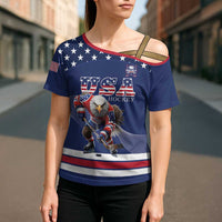Custom USA Ice Hockey Cross Shoulder Shirt Eagle Mascot