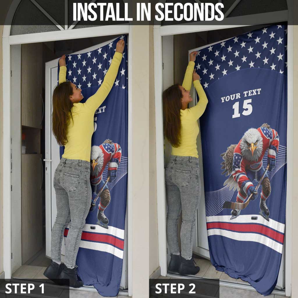 Custom USA Ice Hockey Door Cover Eagle Mascot