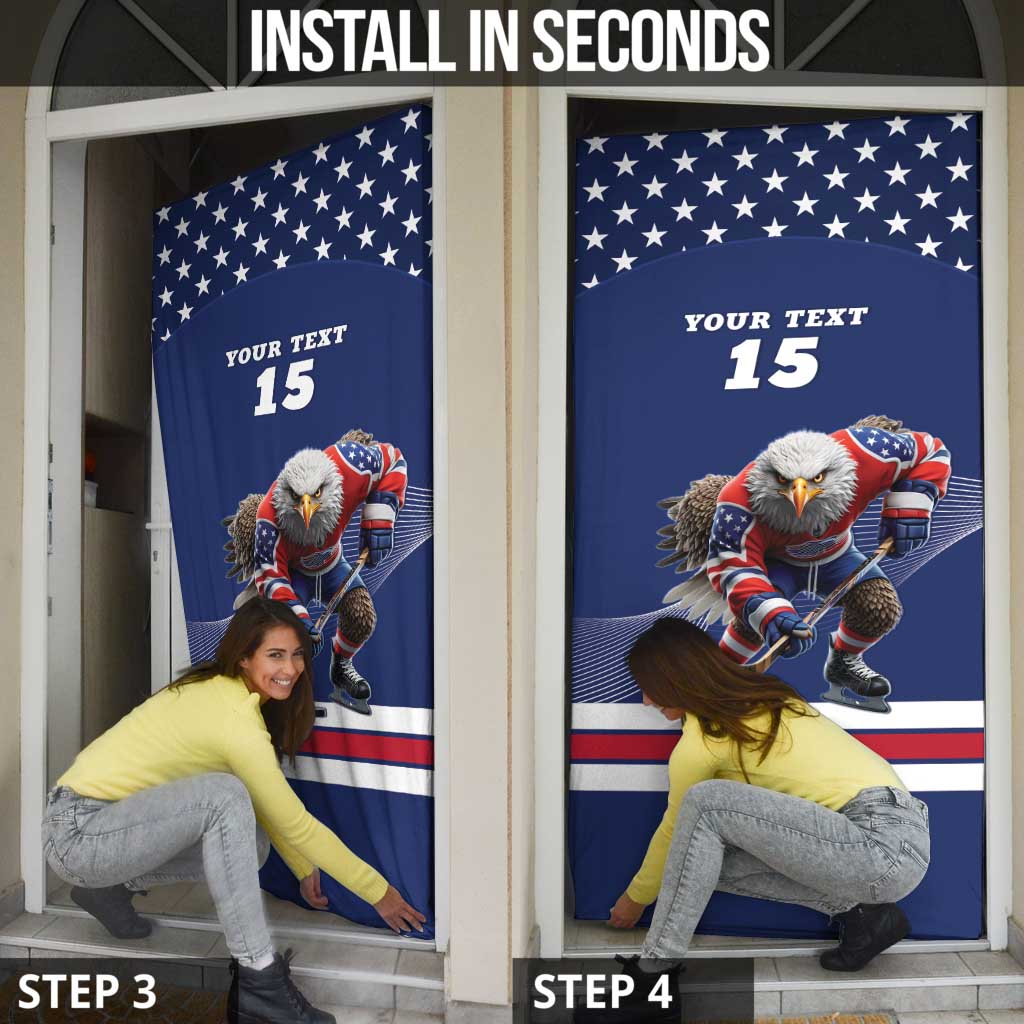 Custom USA Ice Hockey Door Cover Eagle Mascot