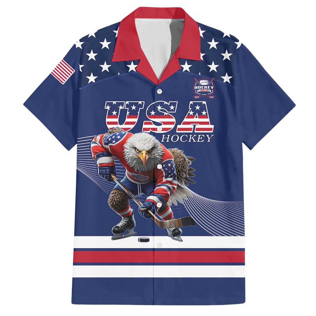 Custom USA Ice Hockey Hawaiian Shirt Eagle Mascot