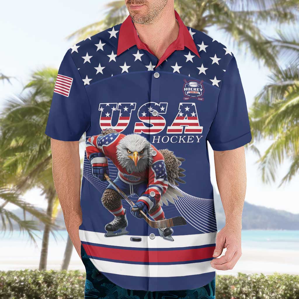 Custom USA Ice Hockey Hawaiian Shirt Eagle Mascot
