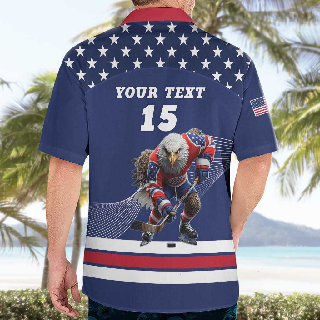 Custom USA Ice Hockey Hawaiian Shirt Eagle Mascot