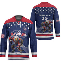 Custom USA Ice Hockey Hockey Jersey Eagle Mascot