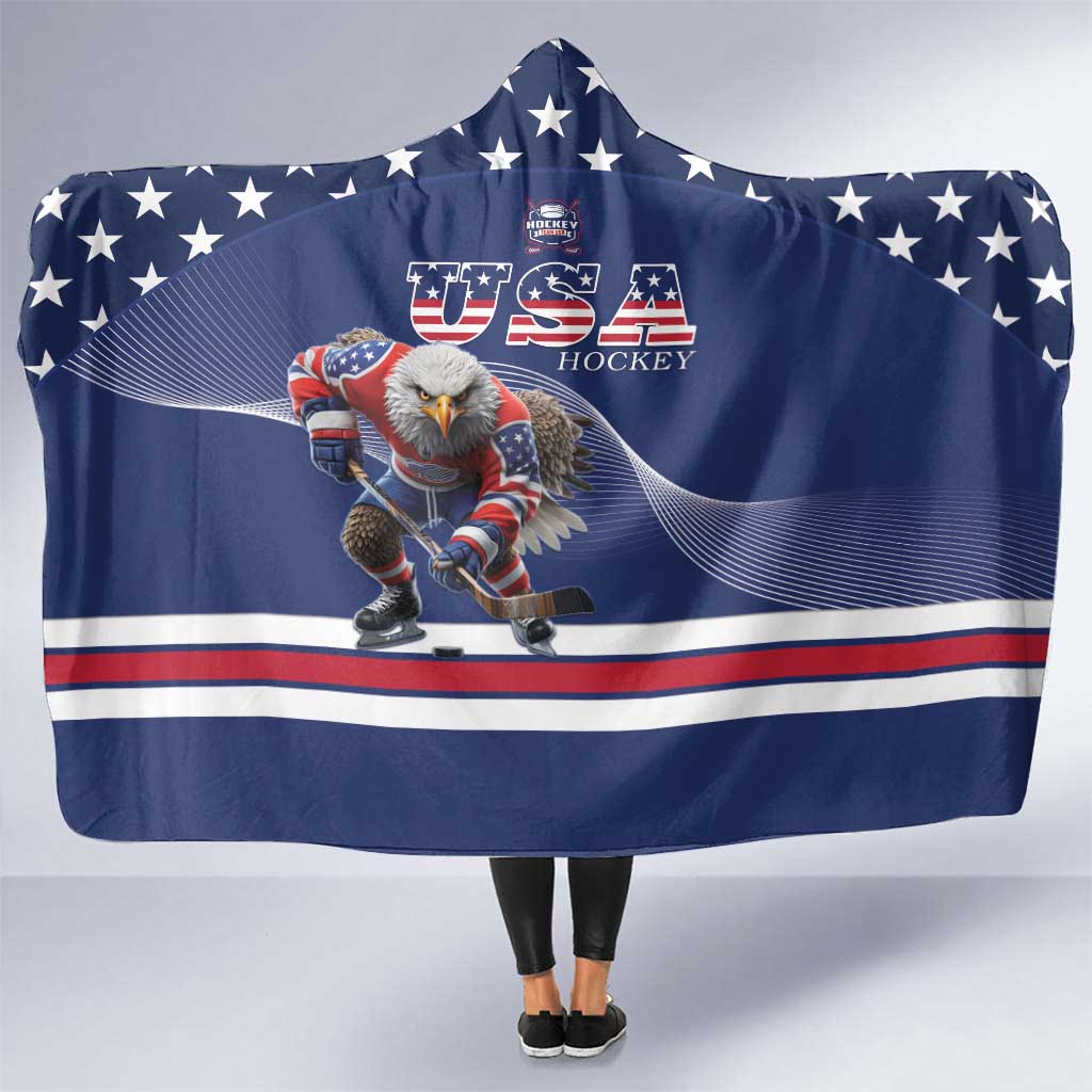 USA Ice Hockey Hooded Blanket Eagle Mascot