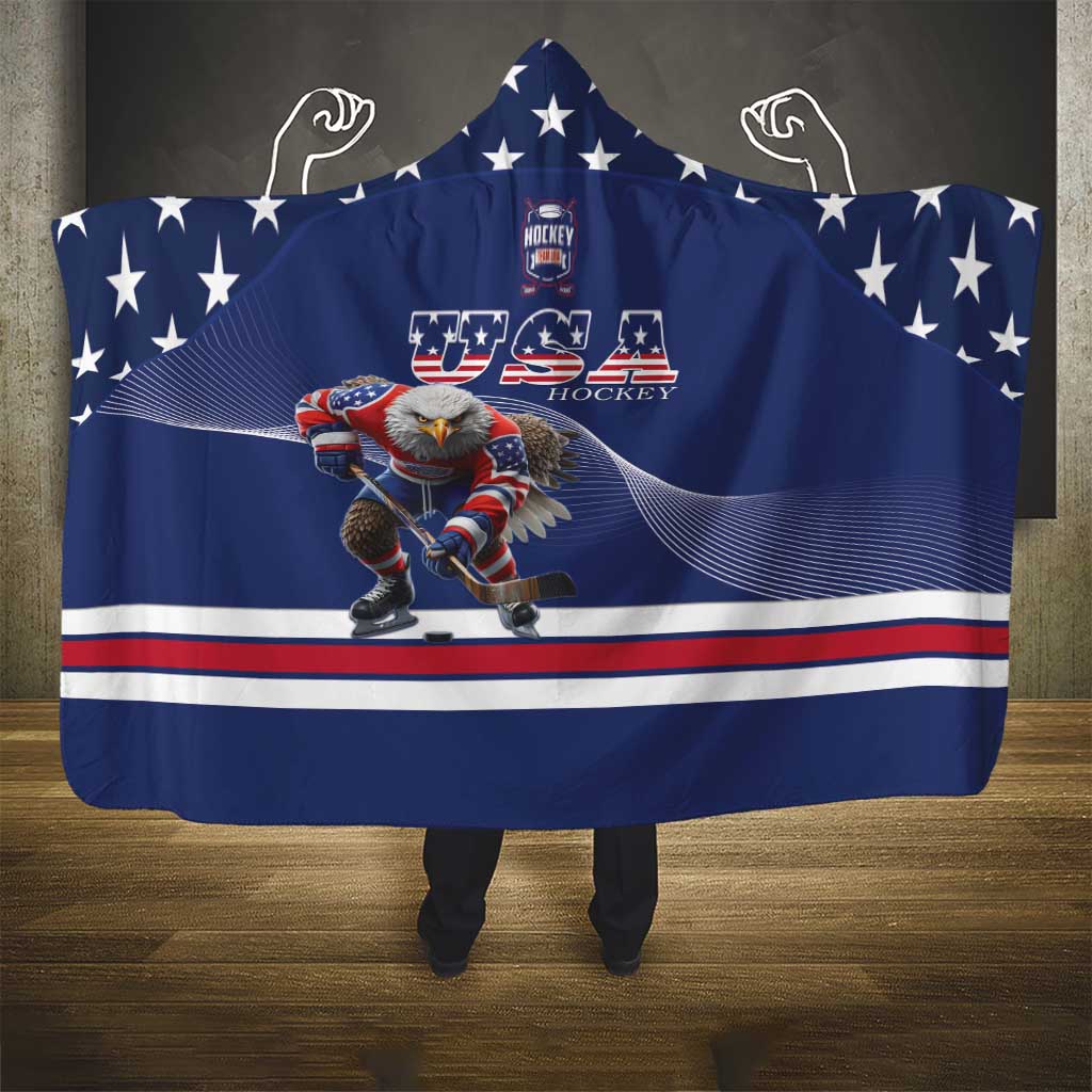 USA Ice Hockey Hooded Blanket Eagle Mascot