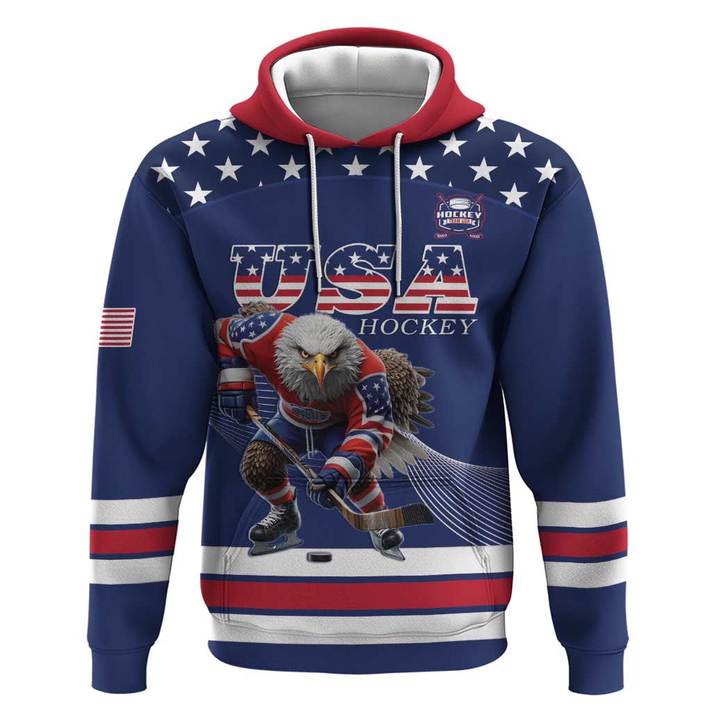 Custom USA Ice Hockey Hoodie Eagle Mascot