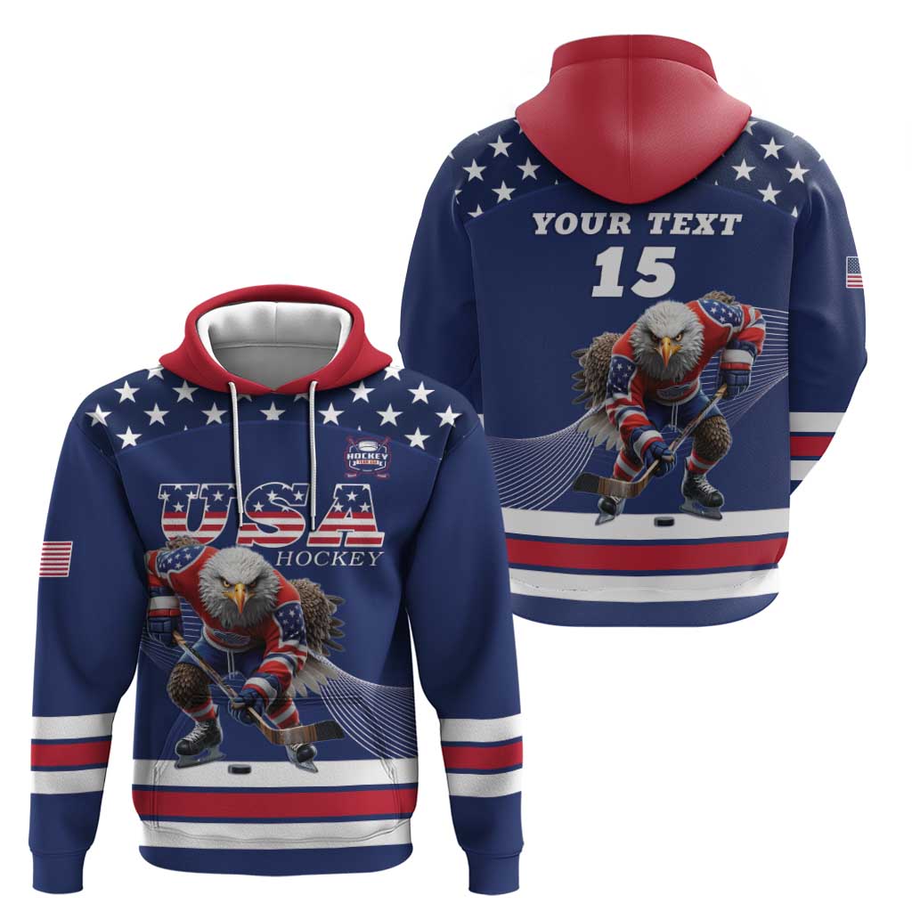 Custom USA Ice Hockey Hoodie Eagle Mascot