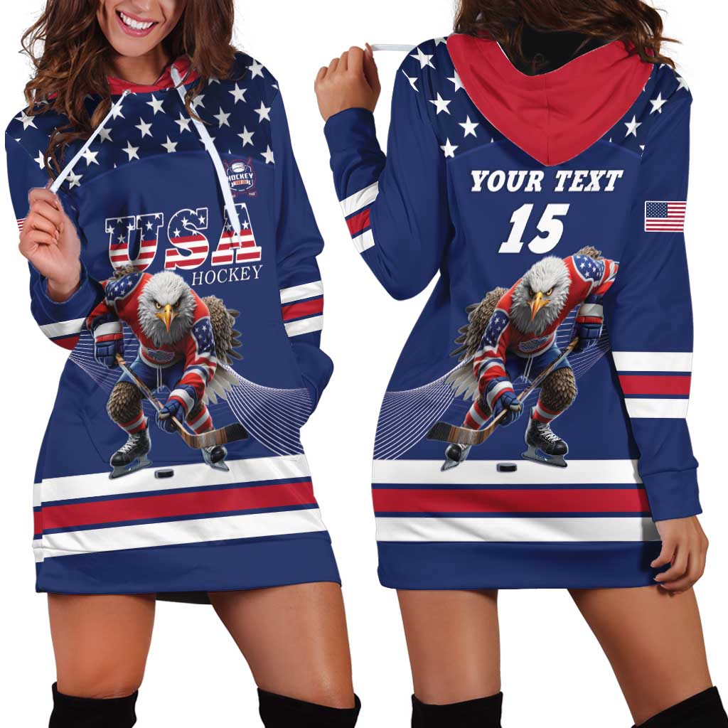 Custom USA Ice Hockey Hoodie Dress Eagle Mascot