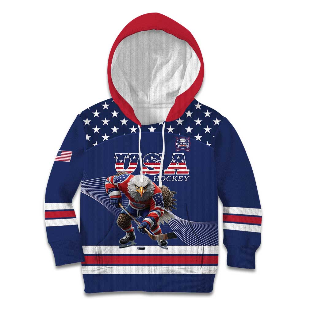 Custom USA Ice Hockey Kid Hoodie Eagle Mascot