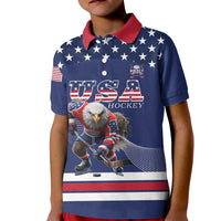 Custom USA Ice Hockey Kid Polo Shirt Eagle Mascot