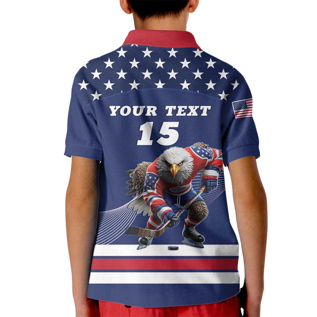 Custom USA Ice Hockey Kid Polo Shirt Eagle Mascot