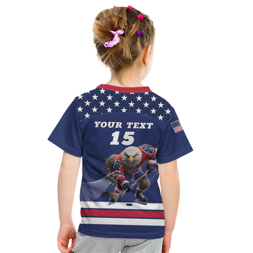 Custom USA Ice Hockey Kid T Shirt Eagle Mascot