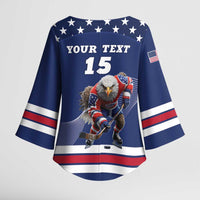 Custom USA Ice Hockey Kimono Sleeve Blouse Eagle Mascot