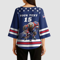 Custom USA Ice Hockey Kimono Sleeve Blouse Eagle Mascot