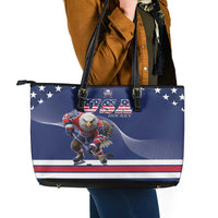 USA Ice Hockey Leather Tote Bag Eagle Mascot