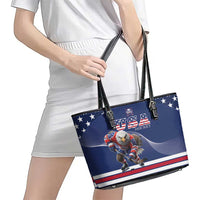 USA Ice Hockey Leather Tote Bag Eagle Mascot