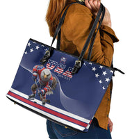 USA Ice Hockey Leather Tote Bag Eagle Mascot
