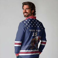 Custom USA Ice Hockey Long Sleeve Polo Shirt Eagle Mascot