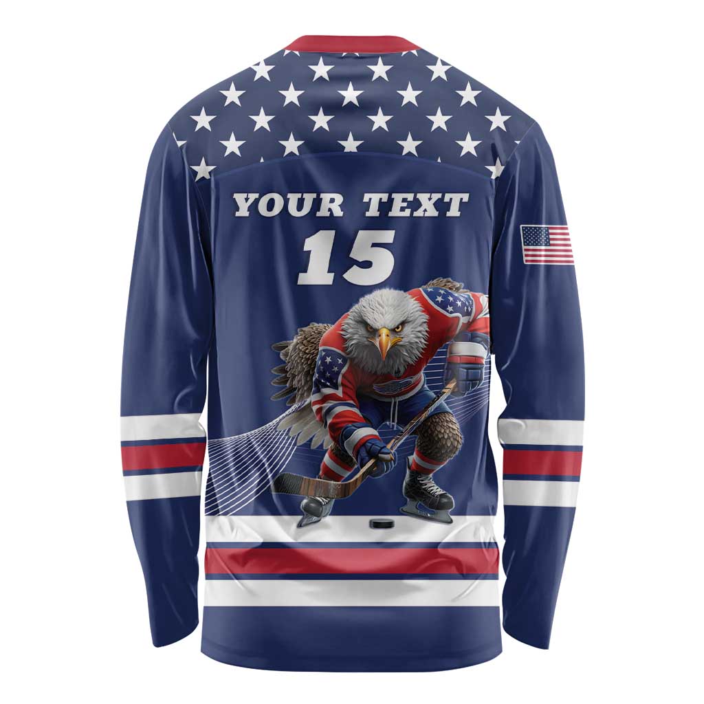 Custom USA Ice Hockey Long Sleeve Shirt Eagle Mascot