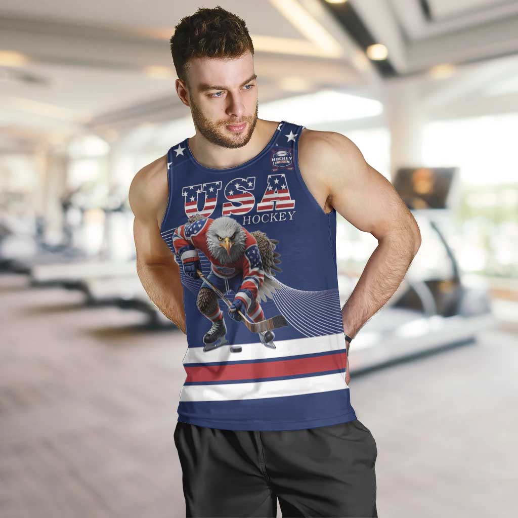 Custom USA Ice Hockey Men Tank Top Eagle Mascot