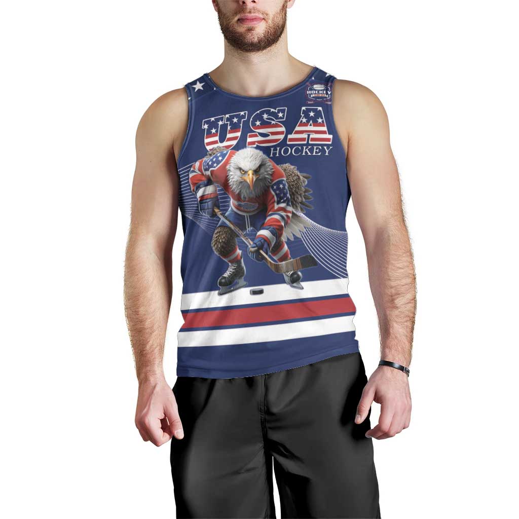 Custom USA Ice Hockey Men Tank Top Eagle Mascot