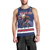 Custom USA Ice Hockey Men Tank Top Eagle Mascot