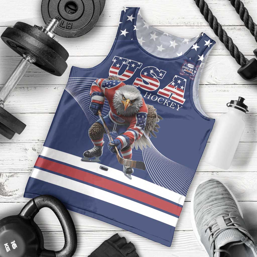 Custom USA Ice Hockey Men Tank Top Eagle Mascot