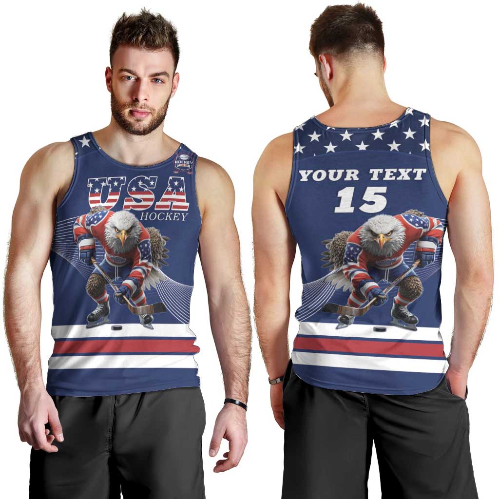 Custom USA Ice Hockey Men Tank Top Eagle Mascot