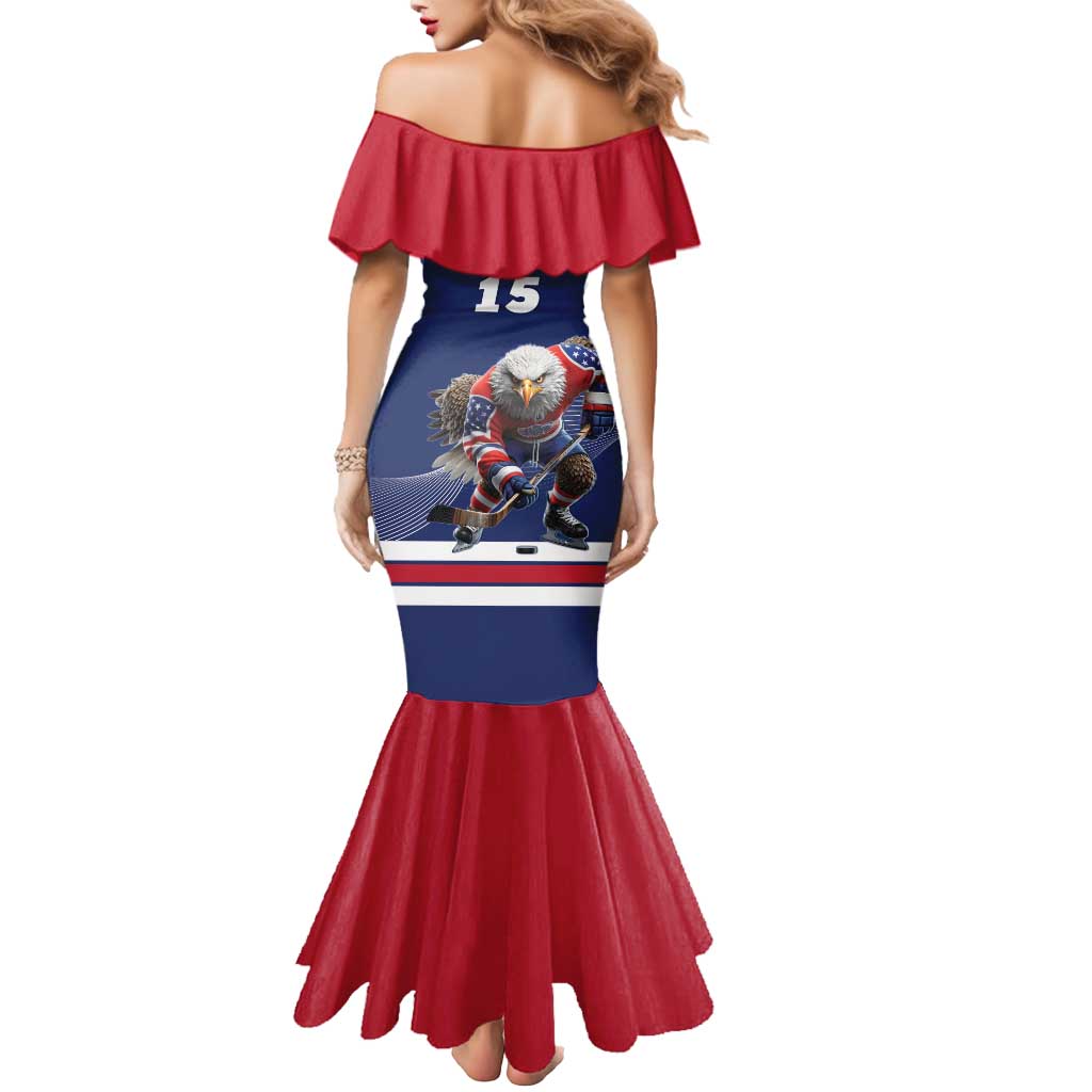 Custom USA Ice Hockey Mermaid Dress Eagle Mascot