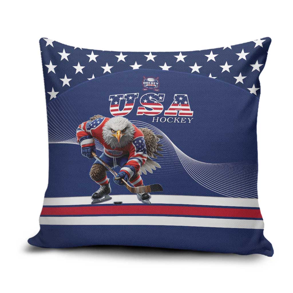 USA Ice Hockey Pillow Cover Eagle Mascot