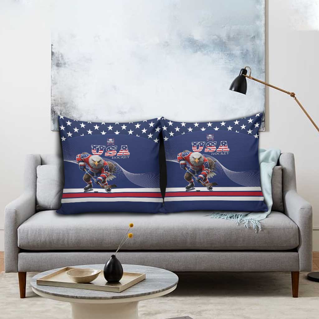 USA Ice Hockey Pillow Cover Eagle Mascot
