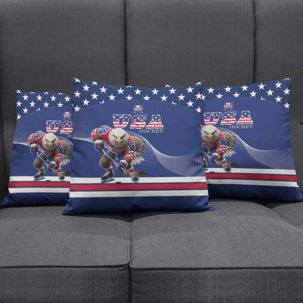 USA Ice Hockey Pillow Cover Eagle Mascot