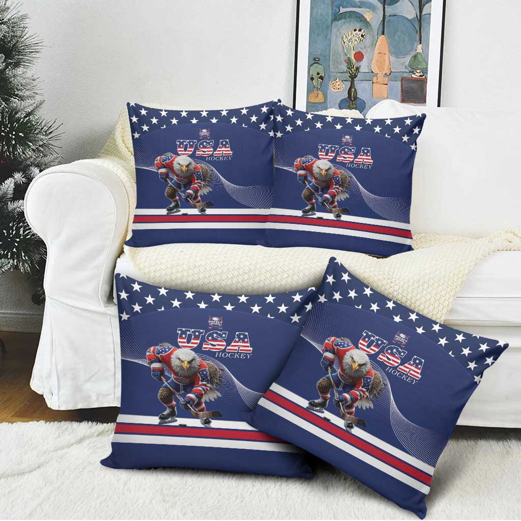 USA Ice Hockey Pillow Cover Eagle Mascot