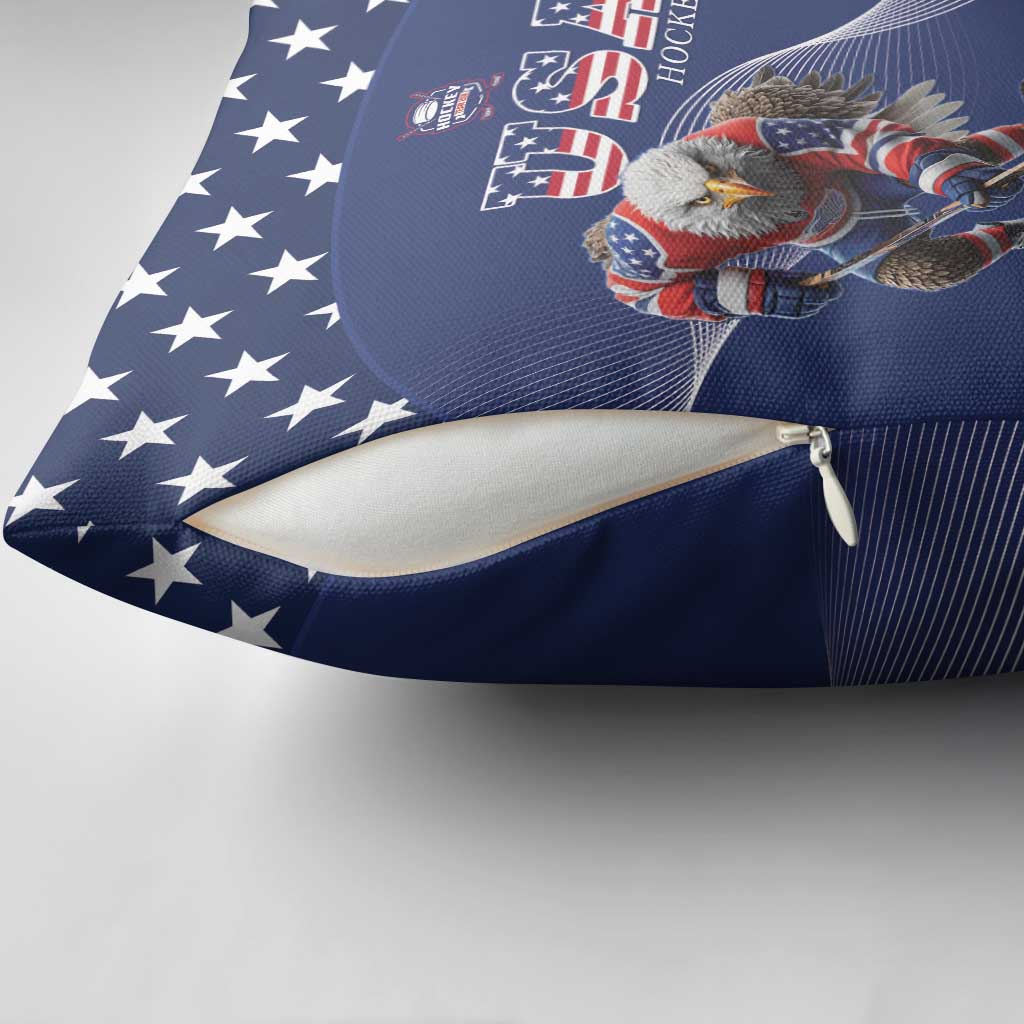 USA Ice Hockey Pillow Cover Eagle Mascot