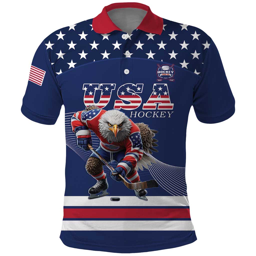 Custom USA Ice Hockey Polo Shirt Eagle Mascot