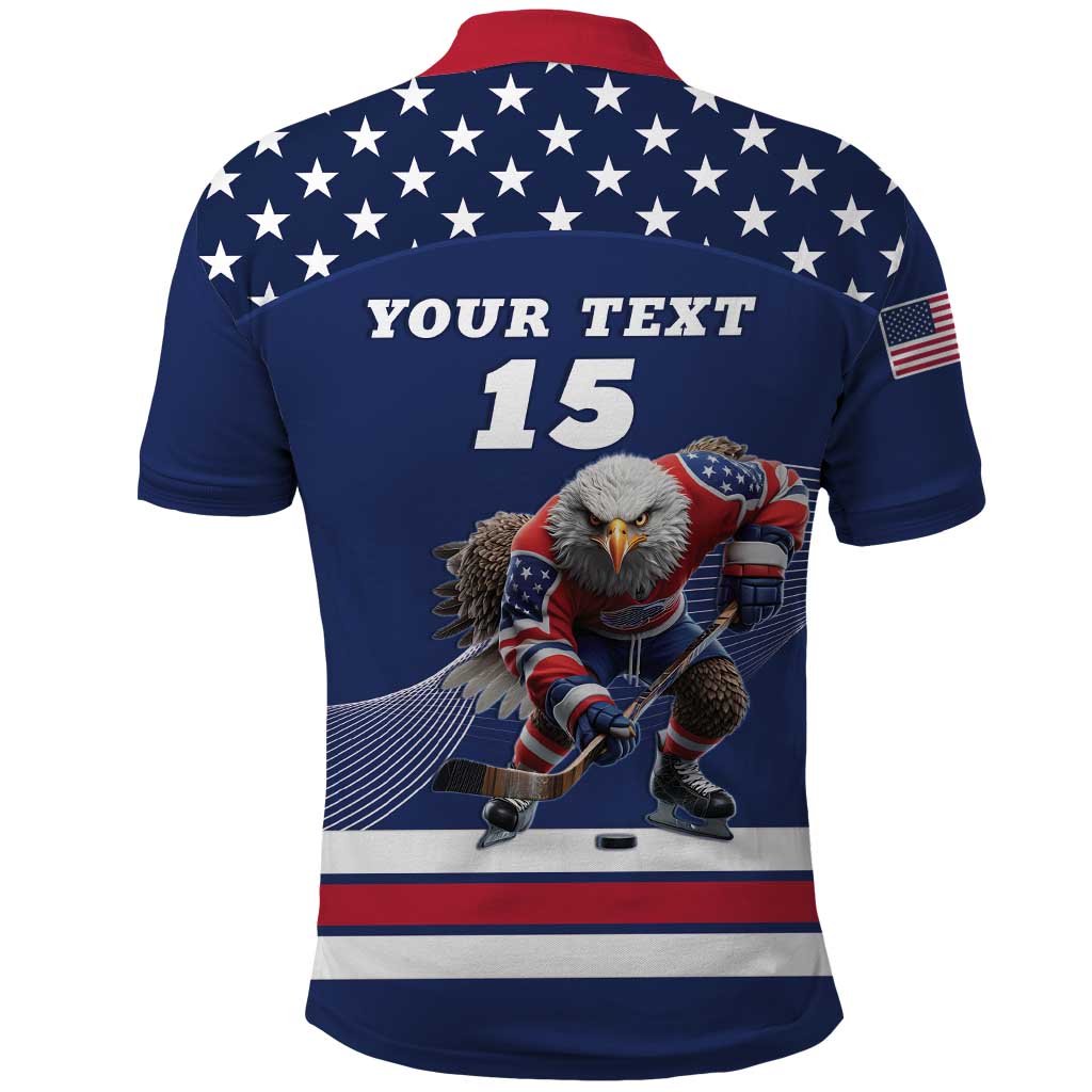 Custom USA Ice Hockey Polo Shirt Eagle Mascot