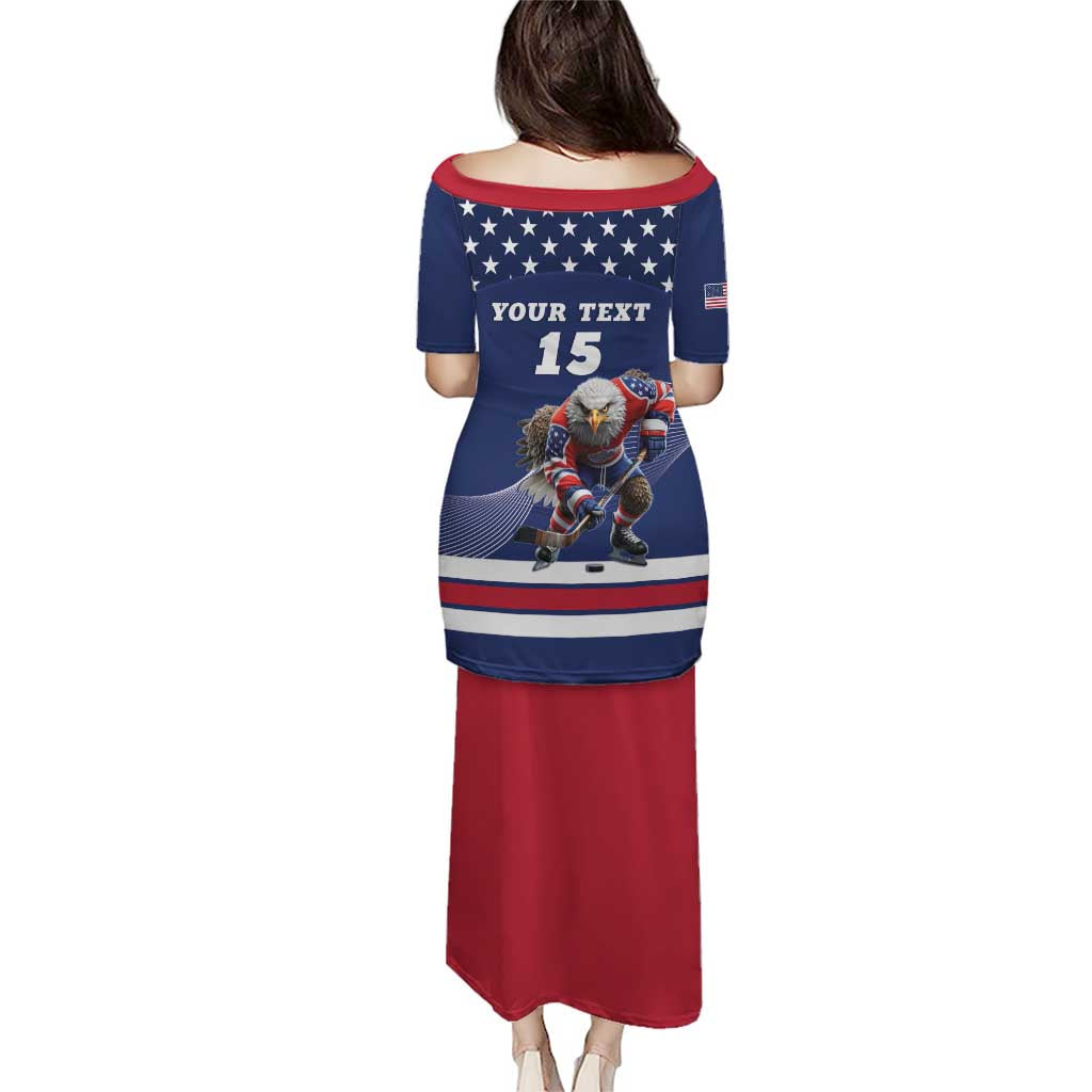 Custom USA Ice Hockey Puletasi Eagle Mascot