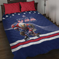 USA Ice Hockey Quilt Bed Set Eagle Mascot