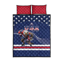 USA Ice Hockey Quilt Bed Set Eagle Mascot