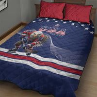 USA Ice Hockey Quilt Bed Set Eagle Mascot