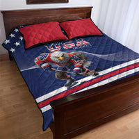 USA Ice Hockey Quilt Bed Set Eagle Mascot