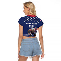 Custom USA Ice Hockey Raglan Cropped T Shirt Eagle Mascot