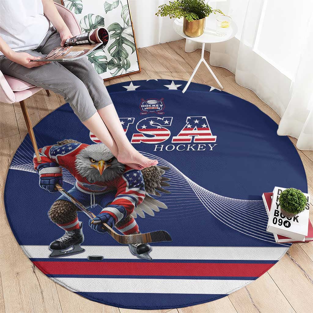 USA Ice Hockey Round Carpet Eagle Mascot