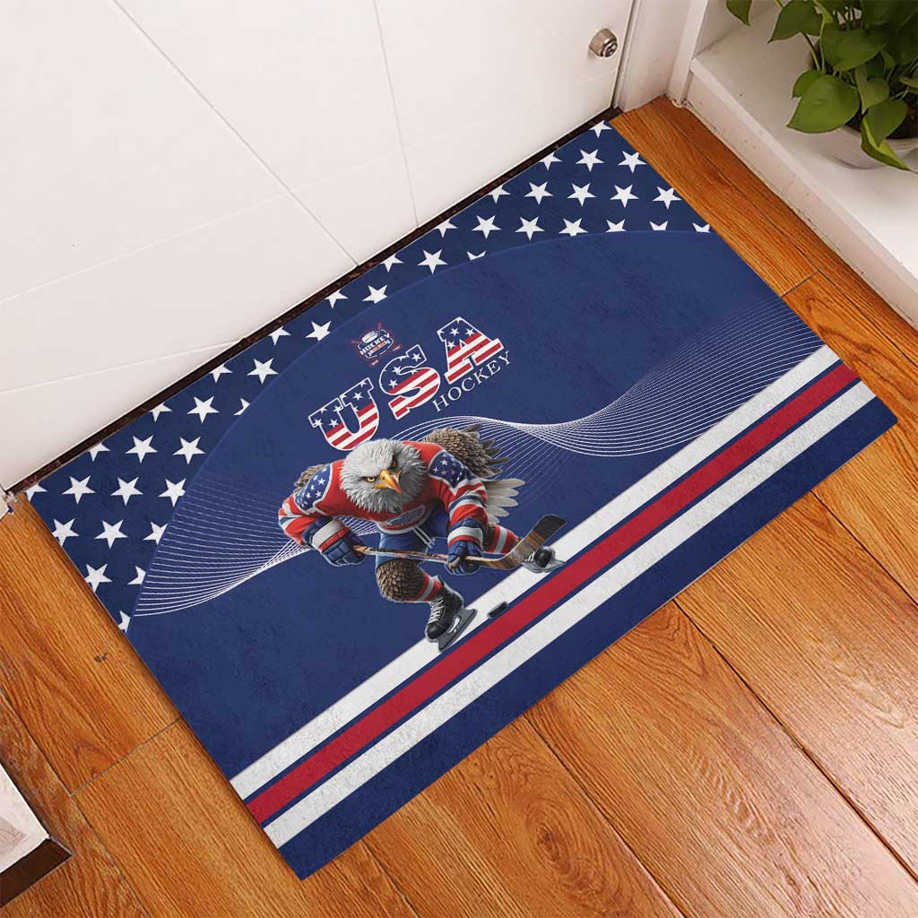 USA Ice Hockey Rubber Doormat Eagle Mascot
