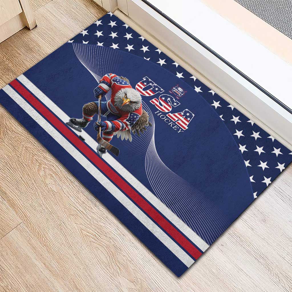 USA Ice Hockey Rubber Doormat Eagle Mascot
