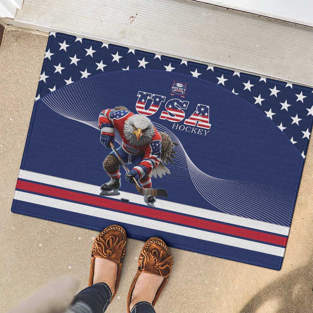 USA Ice Hockey Rubber Doormat Eagle Mascot
