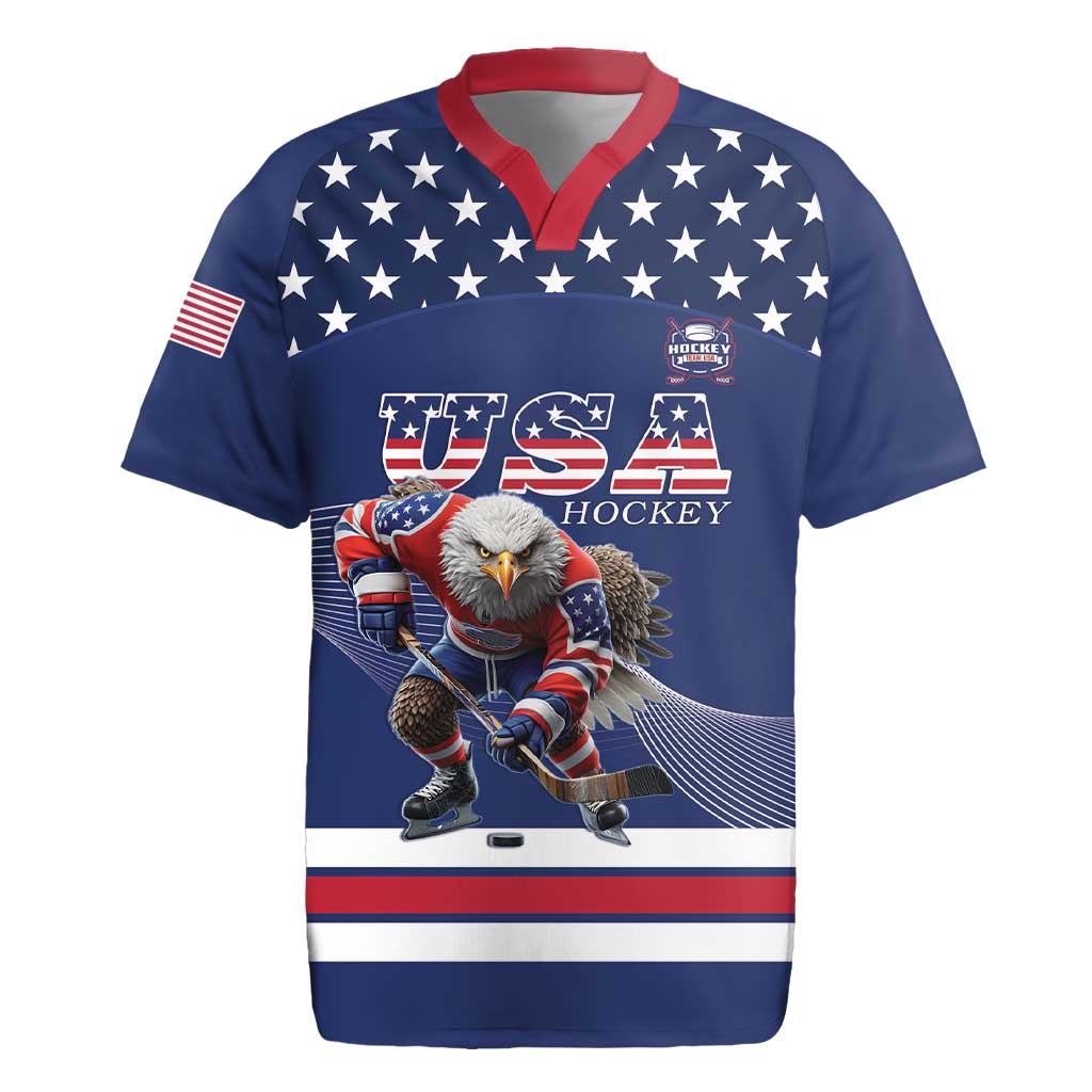 Custom USA Ice Hockey Rugby Jersey Eagle Mascot
