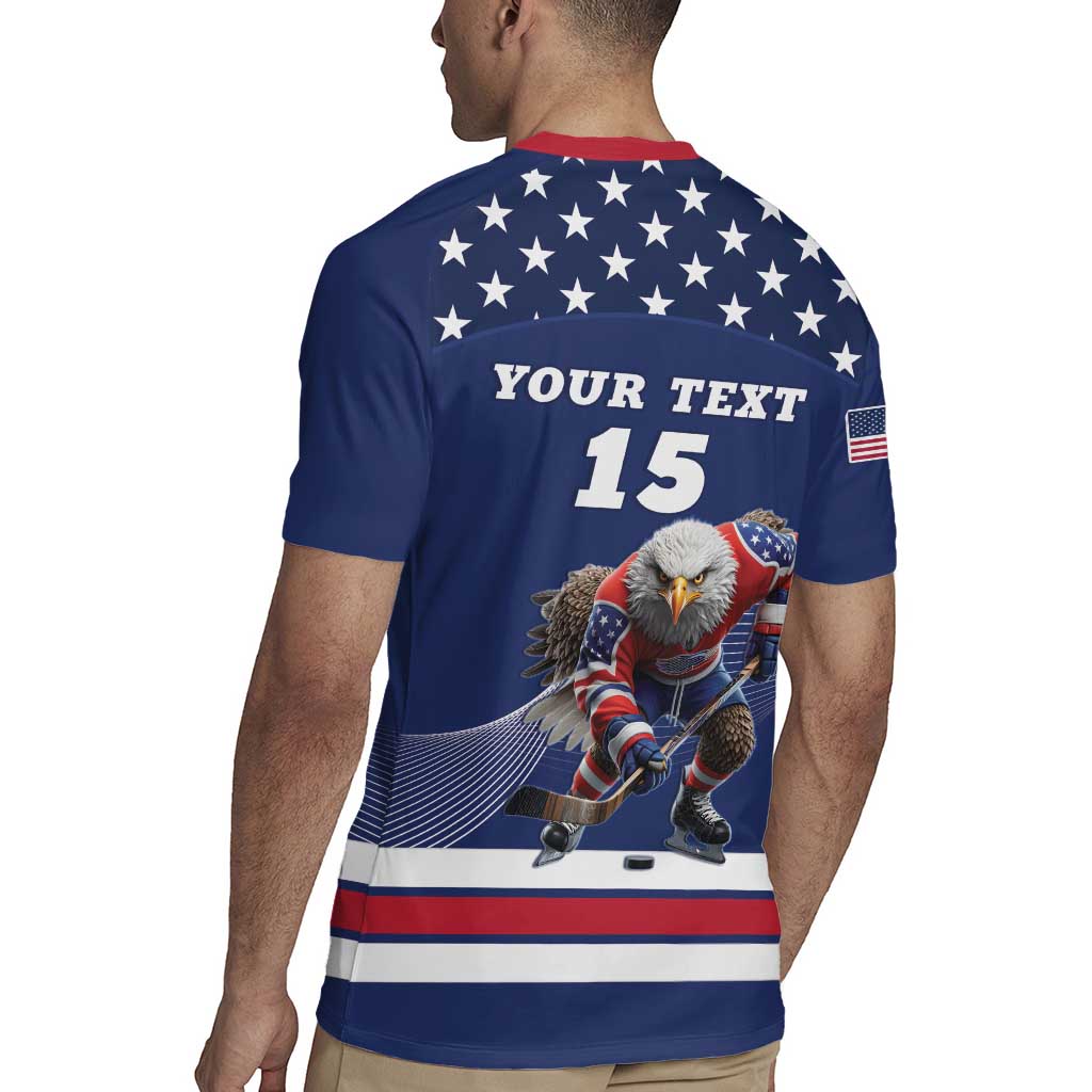 Custom USA Ice Hockey Rugby Jersey Eagle Mascot