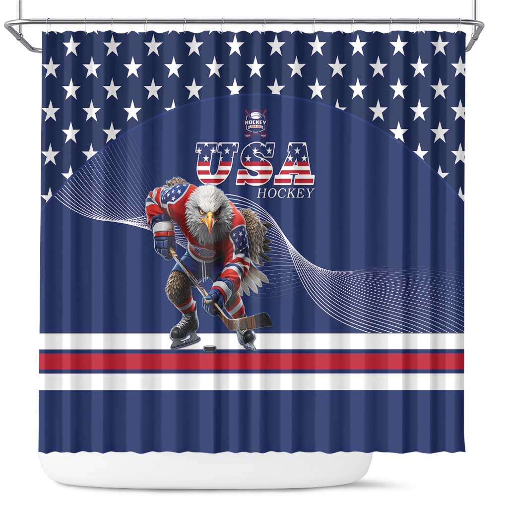 USA Ice Hockey Shower Curtain Eagle Mascot
