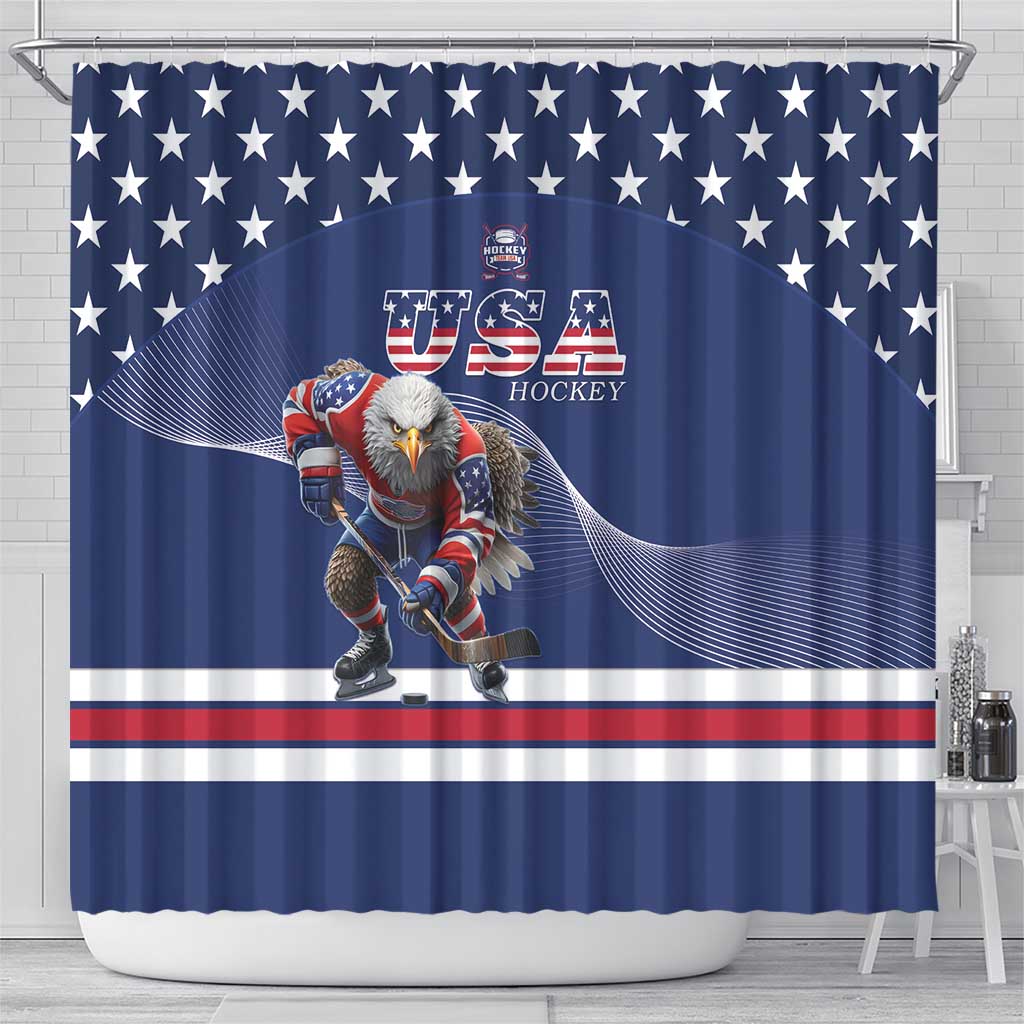 USA Ice Hockey Shower Curtain Eagle Mascot